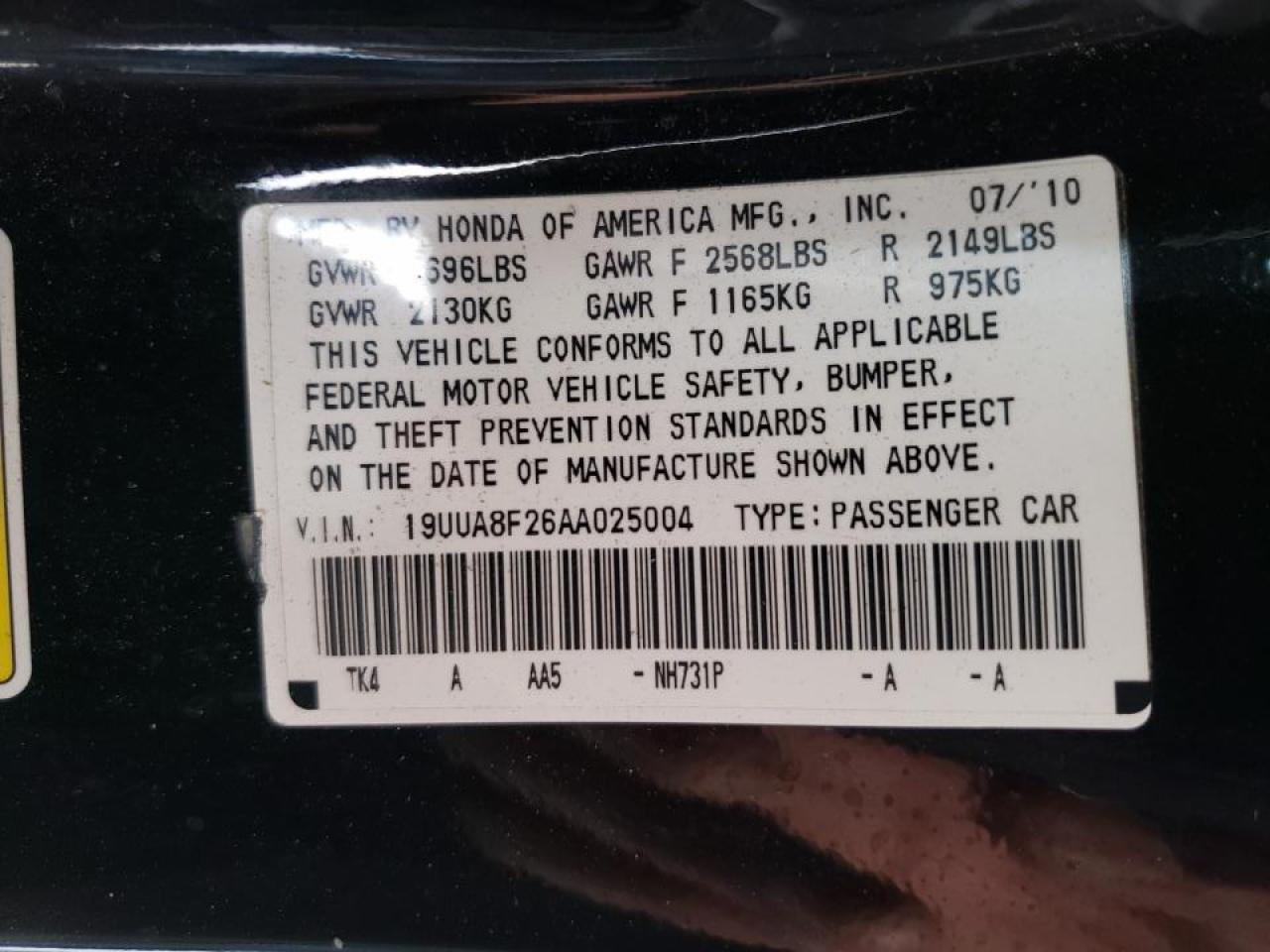 Photo 10 from auction – 2010 ACURA TL with VIN 19UUA8F26AA025004