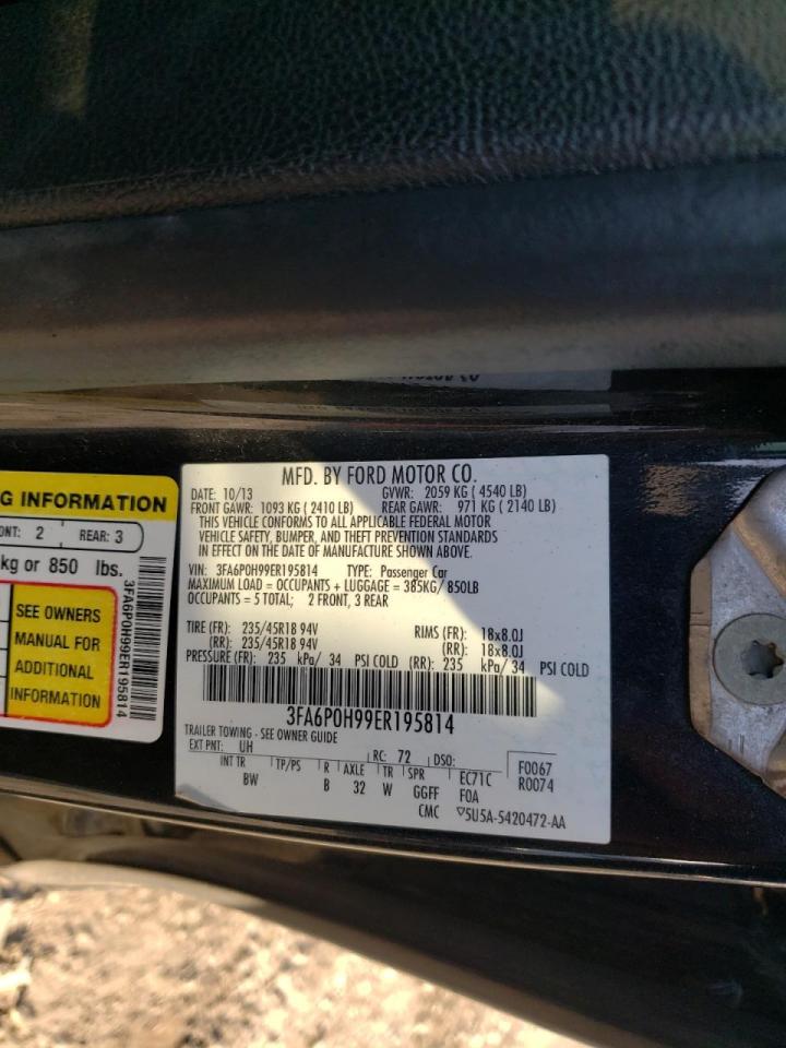 Photo 10 from auction – 2014 FORD FUSION SE with VIN 3FA6P0H99ER195814