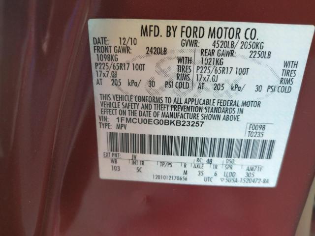Photo 10 from auction – 2011 FORD ESCAPE LIM with VIN 1FMCU0EG0BKB23257