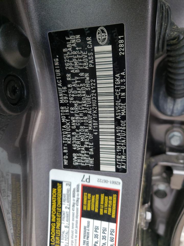 Photo 10 from auction – 2017 TOYOTA CAMRY LE with VIN 4T1BF1FK2HU324122