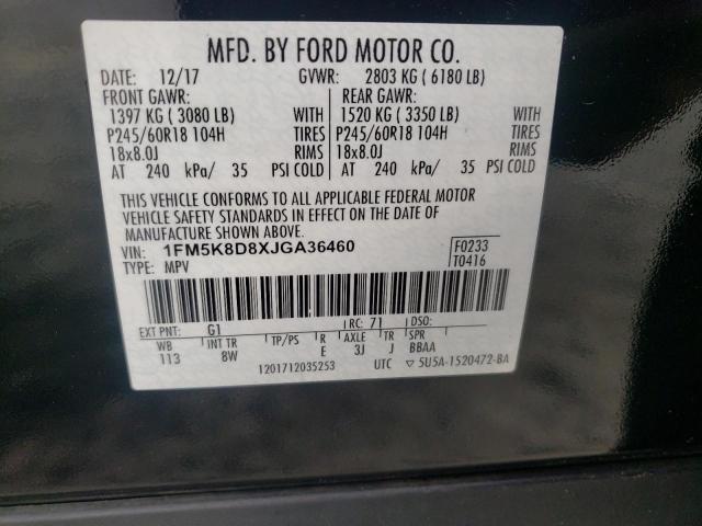 Photo 10 from auction – 2018 FORD EXPLORER X with VIN 1FM5K8D8XJGA36460