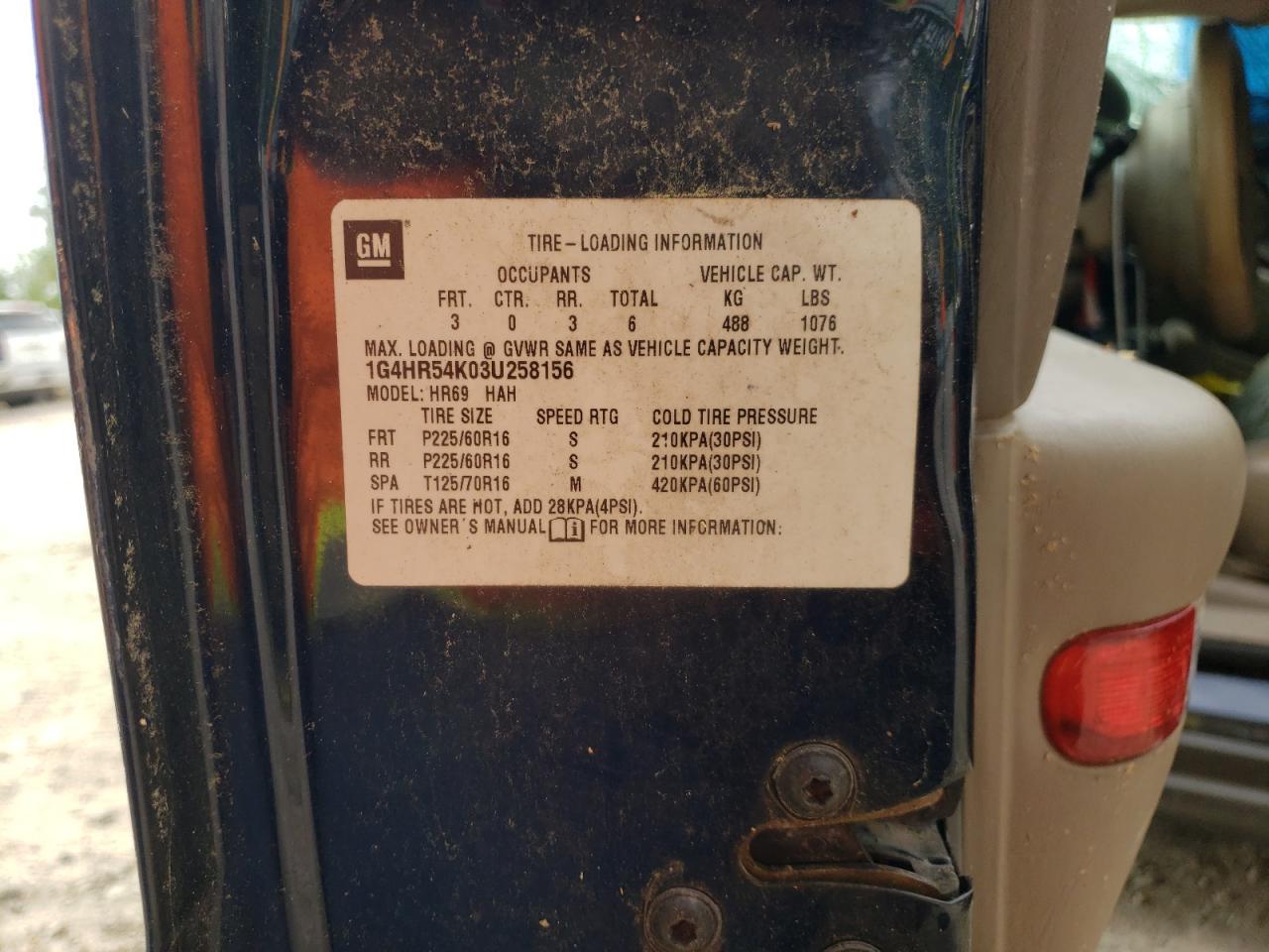 Photo 10 from auction – 2003 BUICK LESABRE LI with VIN 1G4HR54K03U258156