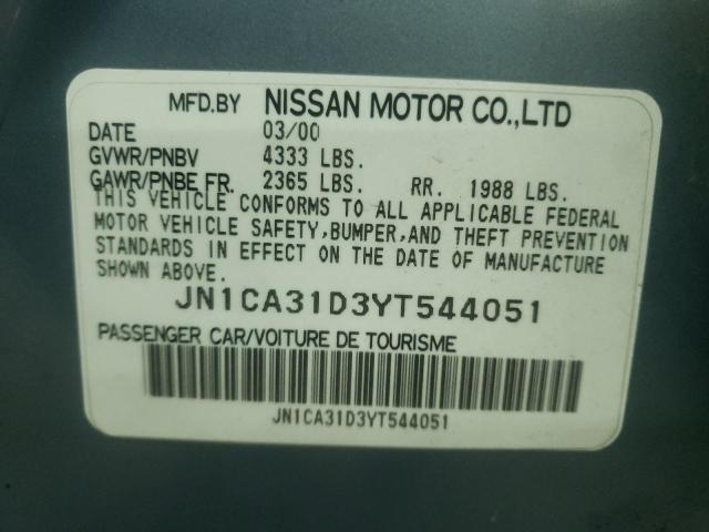 Photo 10 from auction – 2000 NISSAN MAXIMA GLE with VIN JN1CA31D3YT544051