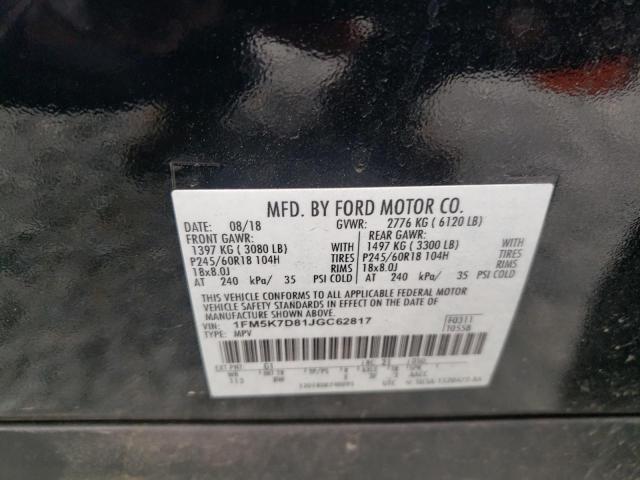 Photo 10 from auction – 2018 FORD EXPLORER X with VIN 1FM5K7D81JGC62817