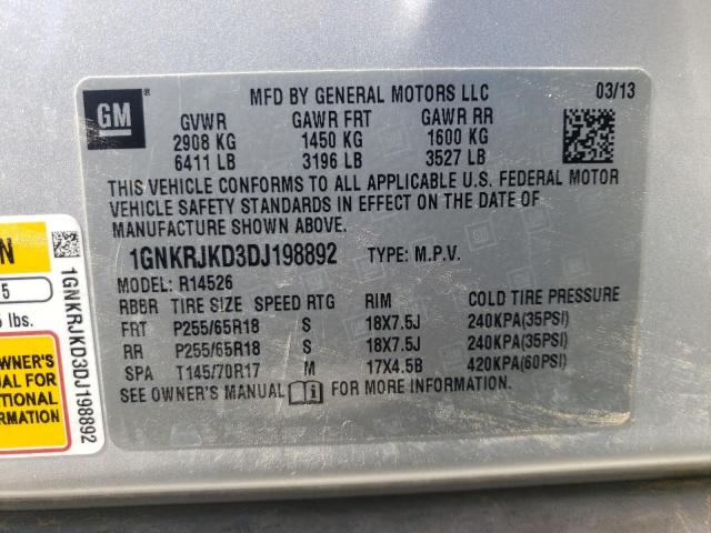 Photo 10 from auction – 2013 CHEVROLET TRAVERSE L with VIN 1GNKRJKD3DJ198892