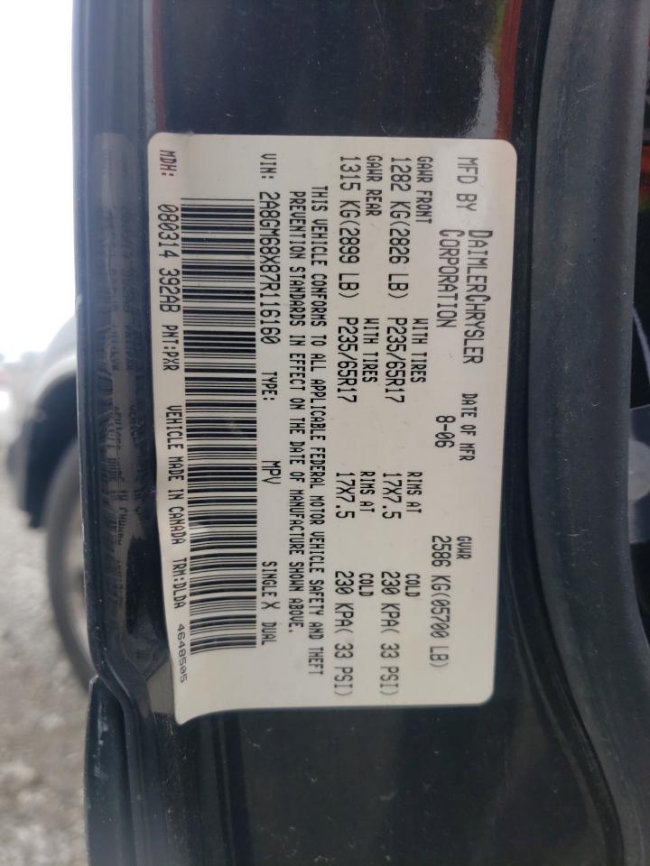 Photo 10 from auction – 2007 CHRYSLER PACIFICA T with VIN 2A8GM68X87R116160