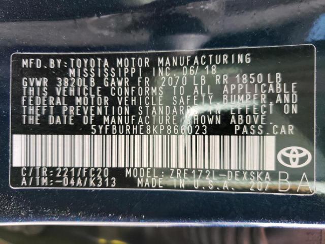 Photo 10 from auction – 2019 TOYOTA COROLLA L with VIN 5YFBURHE8KP866023