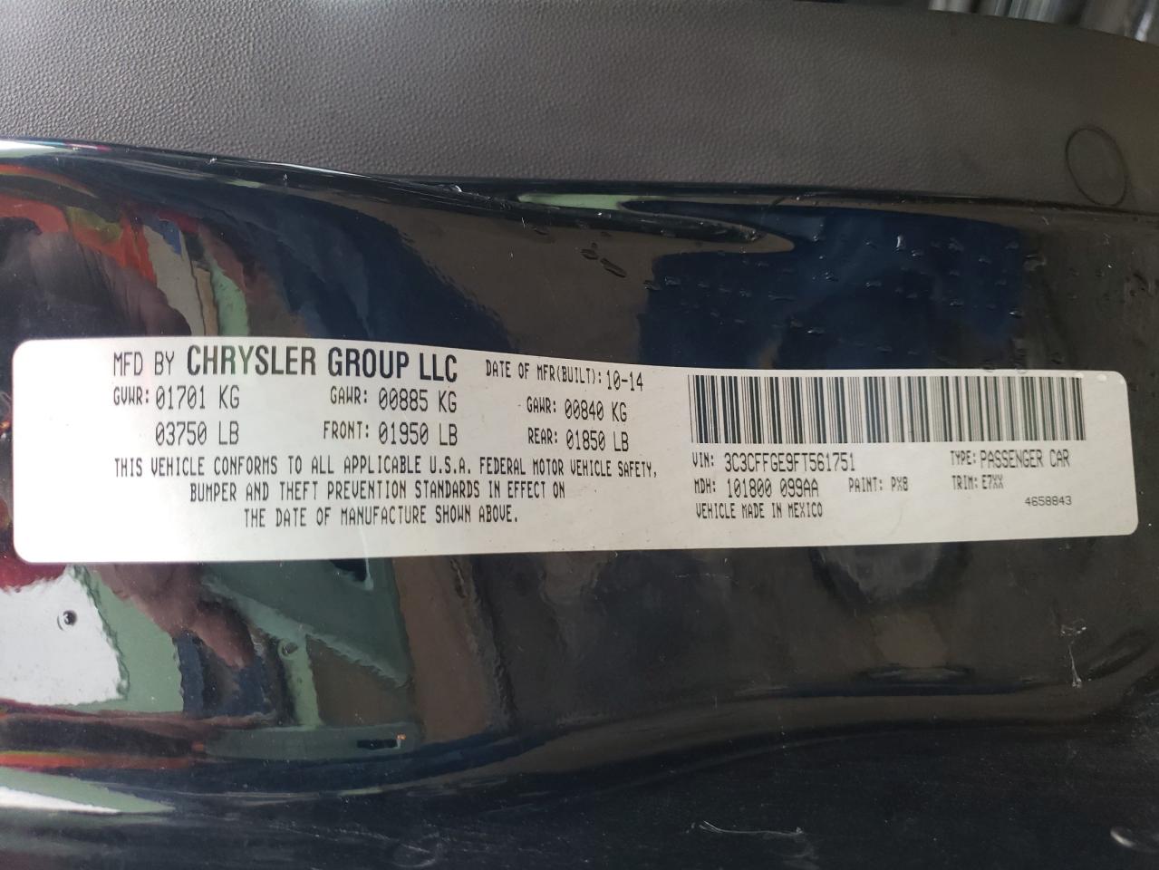 Photo 10 from auction – 2015 FIAT 500 ELECTR with VIN 3C3CFFGE9FT561751