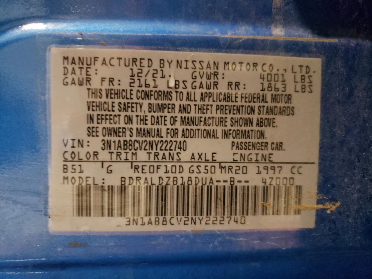 Photo 10 from auction – 2022 NISSAN SENTRA with VIN 3N1AB8CV2NY222740