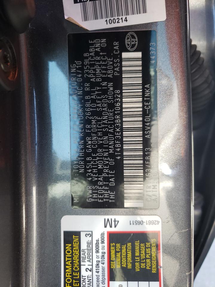 Photo 10 from auction – 2011 TOYOTA CAMRY BASE with VIN 4T4BF3EK3BR106328