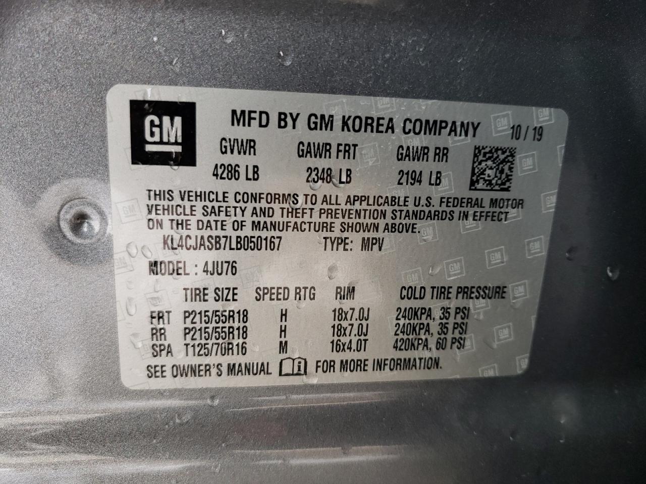 Photo 10 from auction – 2020 BUICK ENCORE PRE with VIN KL4CJASB7LB050167