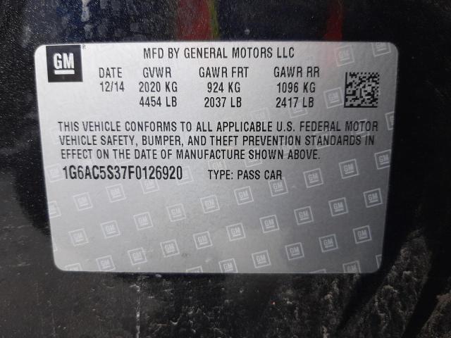 Photo 10 from auction – 2015 CADILLAC ATS PERFOR with VIN 1G6AC5S37F0126920