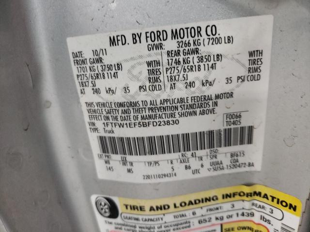 Photo 10 from auction – 2011 FORD F150 SUPER with VIN 1FTFW1EF5BFD23830