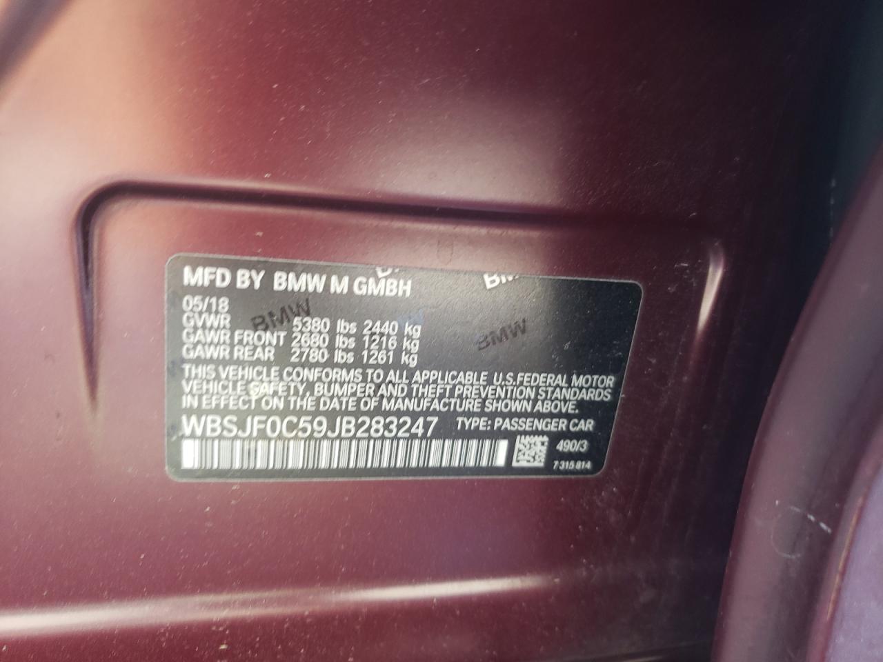 Photo 10 from auction – 2018 BMW M5 with VIN WBSJF0C59JB283247