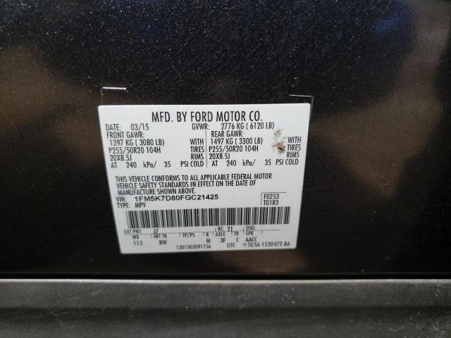 Фото 10 с аукциона – 2015 FORD EXPLORER X с VIN 1FM5K7D80FGC21425
