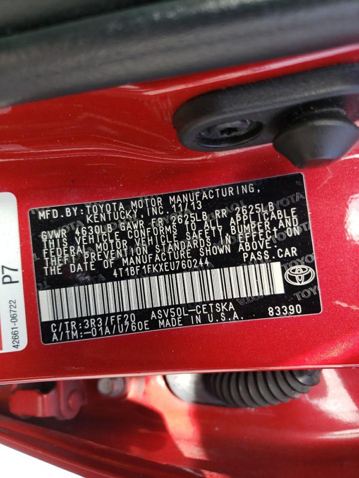 Photo 10 from auction – 2014 TOYOTA CAMRY L with VIN 4T1BF1FKXEU760244