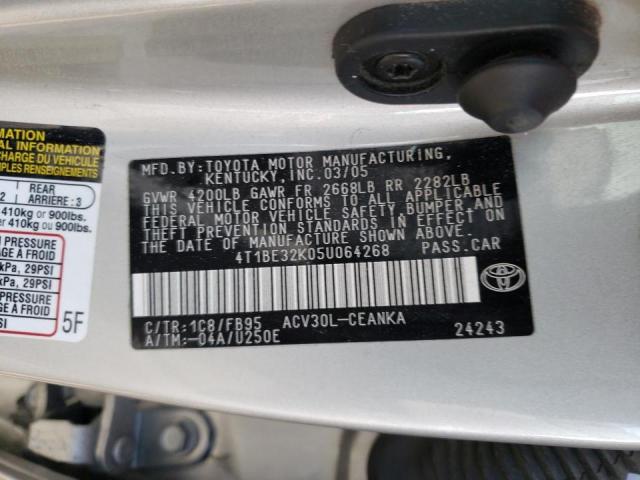 Photo 10 from auction – 2005 TOYOTA CAMRY LE with VIN 4T1BE32K05U064268