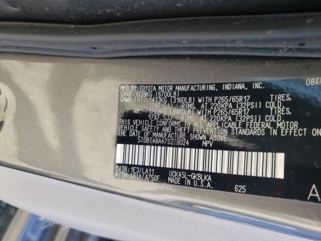 Фото 10 с аукциона – 2007 TOYOTA SEQUOIA LI с VIN 5TDBT48A47S278024