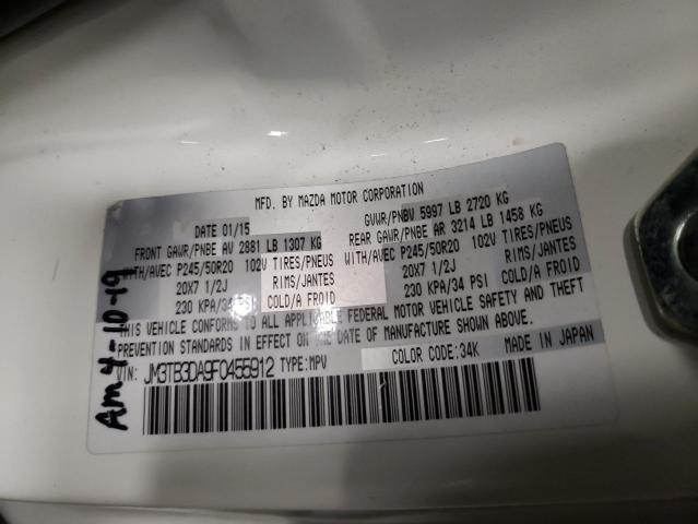 Photo 10 from auction – 2015 MAZDA CX-9 GRAND with VIN JM3TB3DA9F0455912