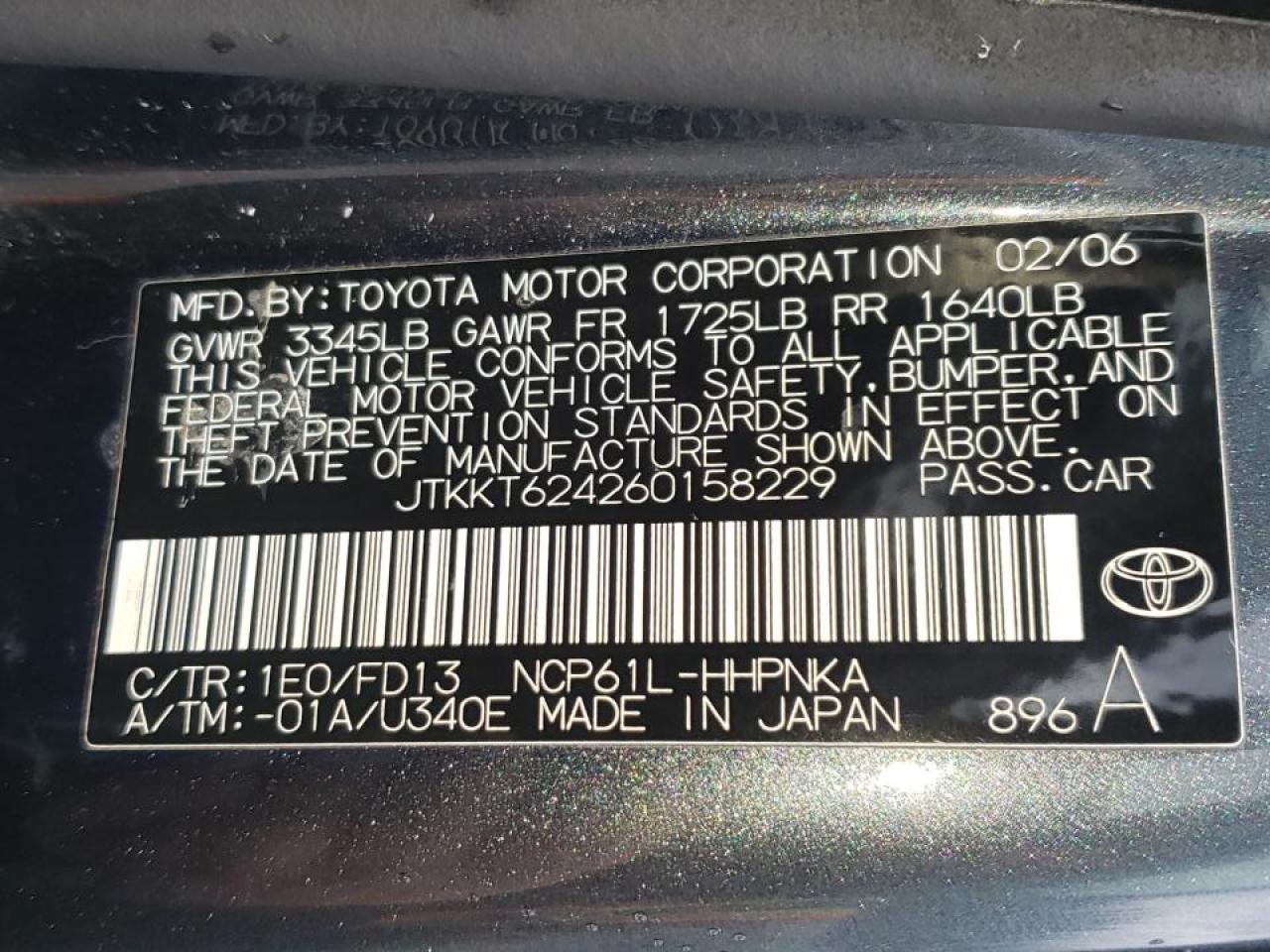 Photo 10 from auction – 2006 TOYOTA SCION XA with VIN JTKKT624260158229