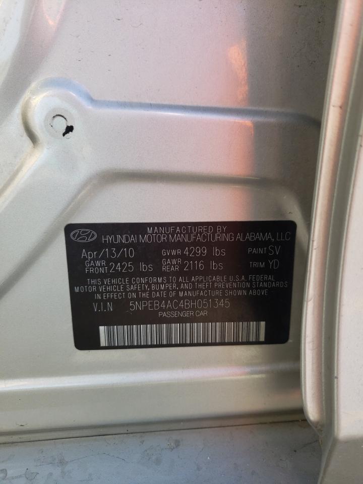 Photo 10 from auction – 2011 HYUNDAI SONATA GLS with VIN 5NPEB4AC4BH051345