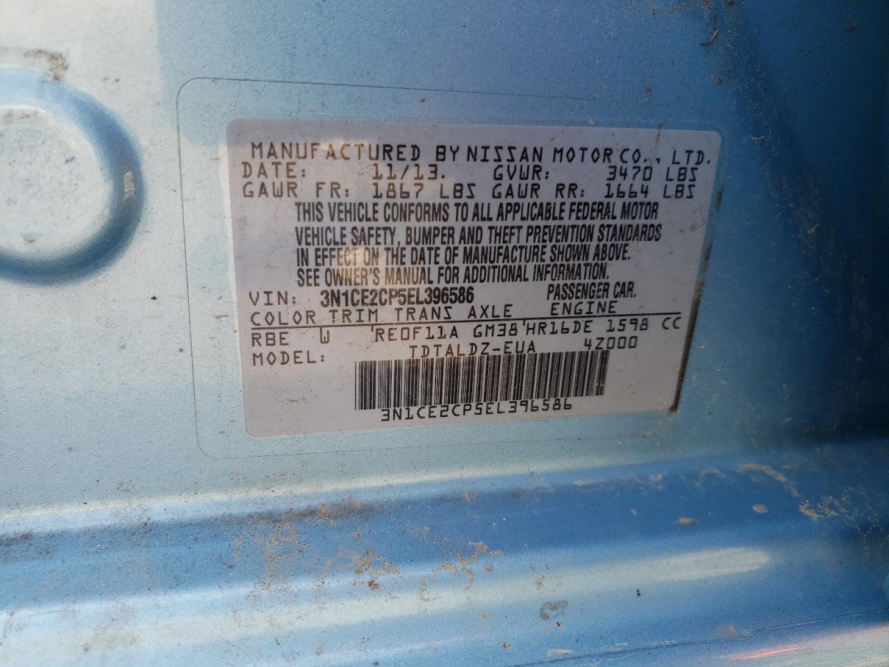 Photo 10 from auction – 2014 NISSAN VERSA NOTE with VIN 3N1CE2CP5EL396586