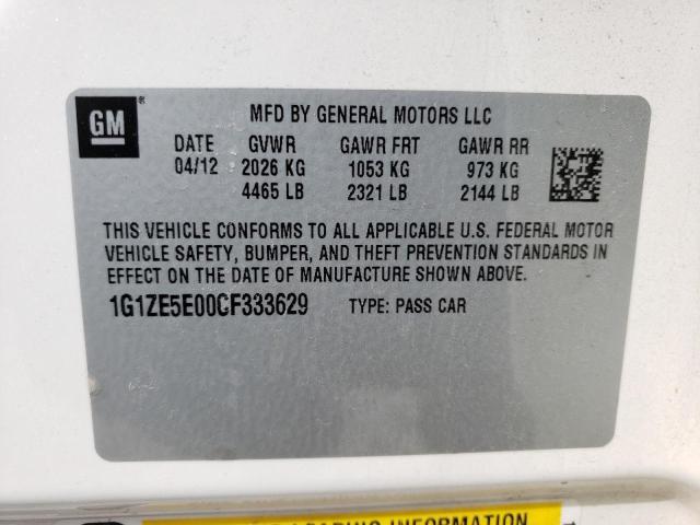Photo 10 from auction – 2012 CHEVROLET MALIBU LTZ with VIN 1G1ZE5E00CF333629