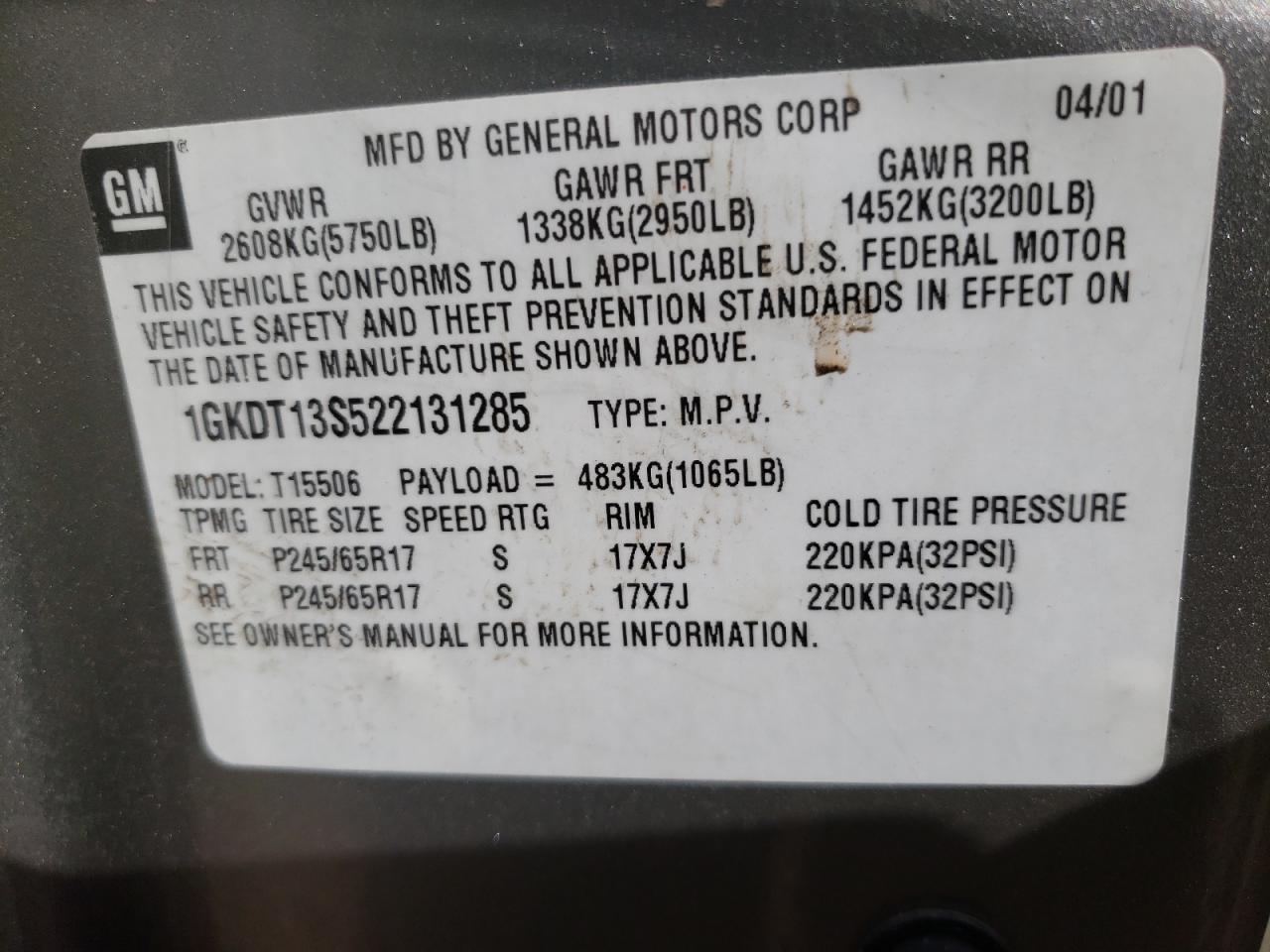 Photo 10 from auction – 2002 GMC ENVOY with VIN 1GKDT13S522131285