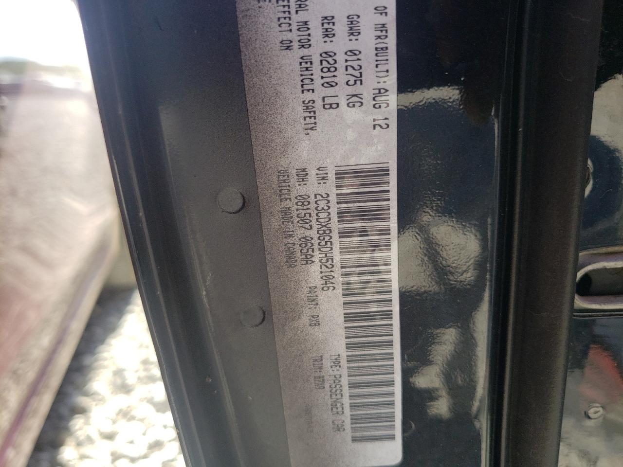 Photo 10 from auction – 2013 DODGE CHARGER SE with VIN 2C3CDXBG5DH521046