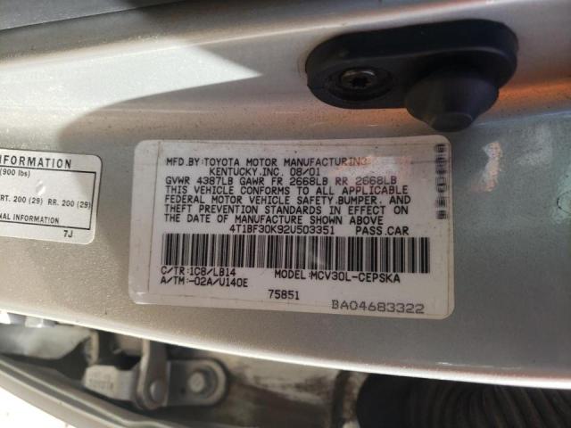Photo 10 from auction – 2002 TOYOTA CAMRY LE with VIN 4T1BF30K92U503351