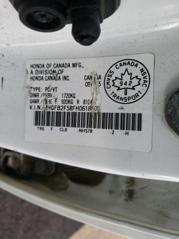 Photo 10 from auction – 2015 HONDA CIVIC LX with VIN 2HGFB2F58FH061850