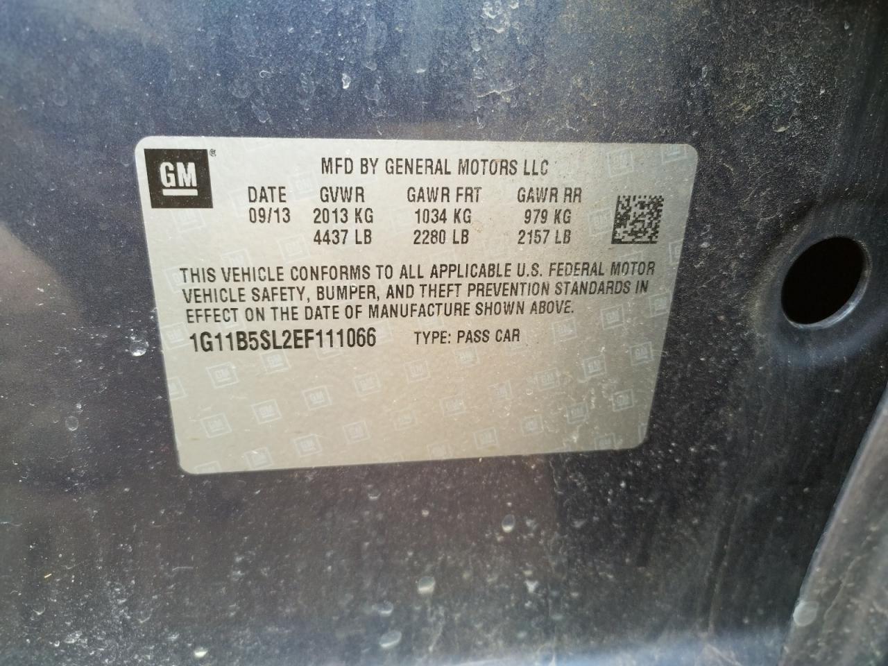 Photo 10 from auction – 2014 CHEVROLET MALIBU LS with VIN 1G11B5SL2EF111066