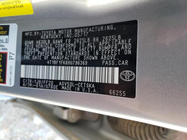 Photo 10 from auction – 2017 TOYOTA CAMRY LE/X with VIN 4T1BF1FK6HU796369