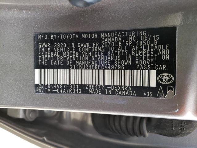 Photo 10 from auction – 2015 TOYOTA COROLLA L with VIN 2T1BURHE8FC449796