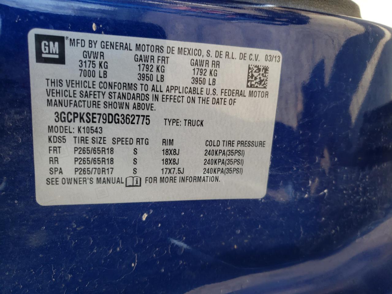 Photo 10 from auction – 2013 CHEVROLET SILVERADO with VIN 3GCPKSE79DG362775