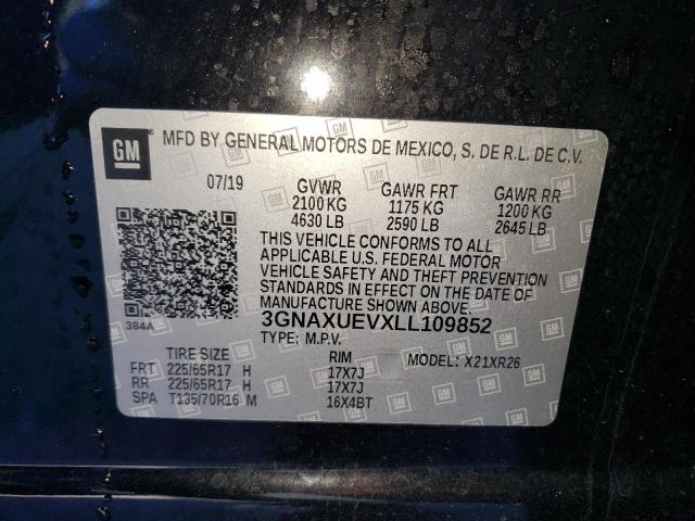 Photo 10 from auction – 2020 CHEVROLET EQUINOX LT with VIN 3GNAXUEVXLL109852