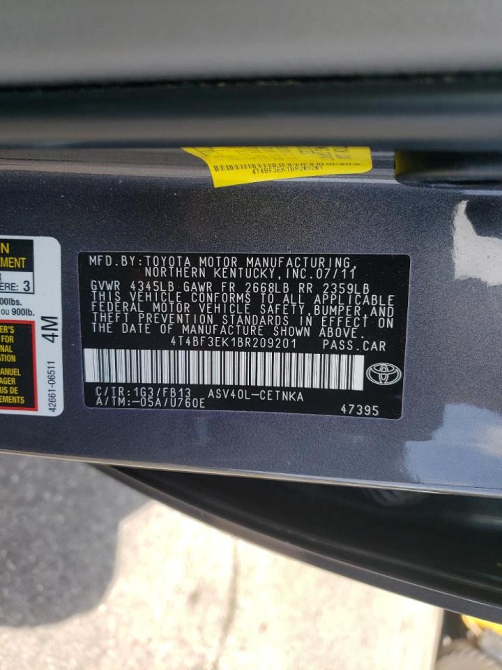 Photo 10 from auction – 2011 TOYOTA CAMRY BASE with VIN 4T4BF3EK1BR209201