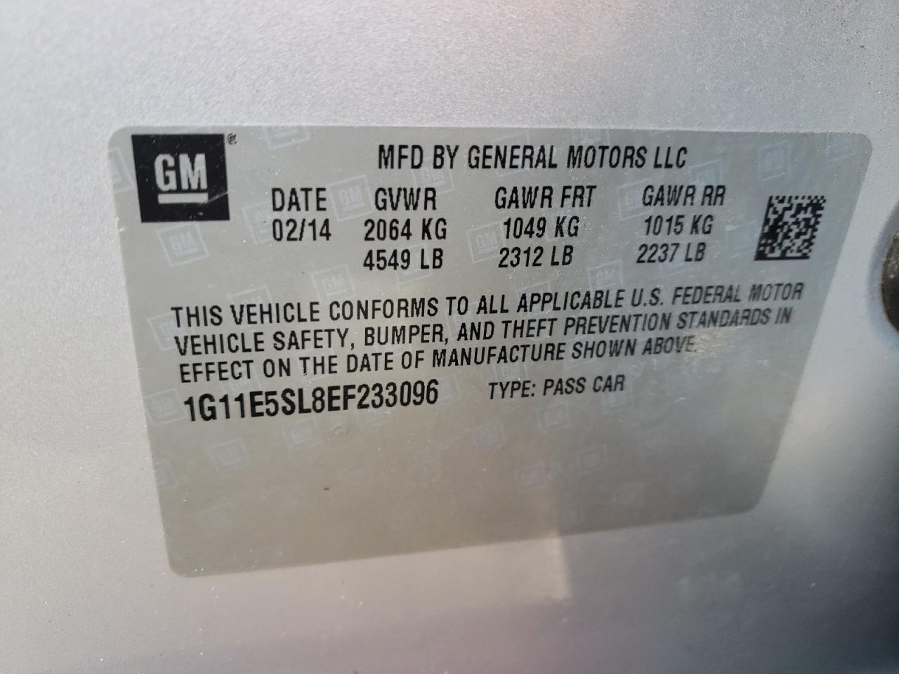 Photo 10 from auction – 2014 CHEVROLET MALIBU 2LT with VIN 1G11E5SL8EF233096