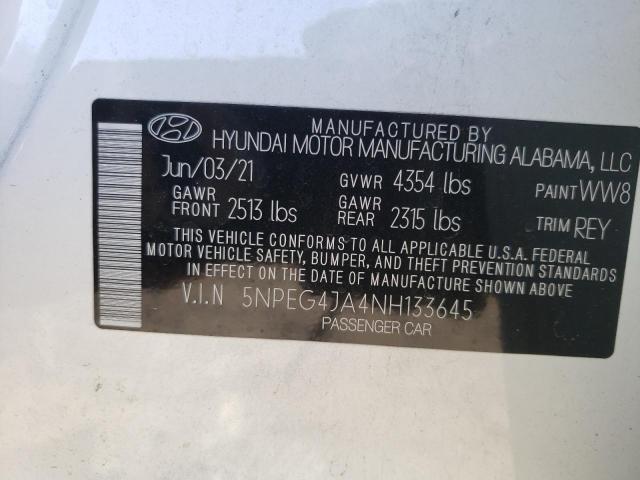 Photo 10 from auction – 2022 HYUNDAI SONATA SE with VIN 5NPEG4JA4NH133645