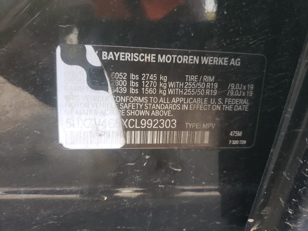 Photo 10 from auction – 2012 BMW X5 XDRIVE3 with VIN 5UXZV4C5XCL992303