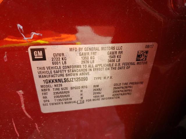 Photo 10 from auction – 2018 GMC ACADIA SLT with VIN 1GKKNNLS6JZ125090
