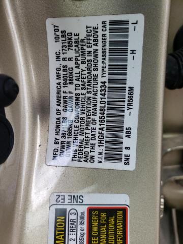 Photo 10 from auction – 2008 HONDA CIVIC LX with VIN 1HGFA16548L014334