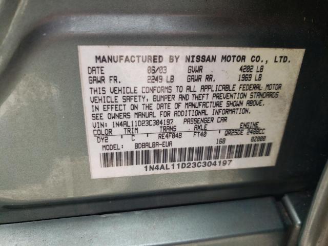 Photo 10 from auction – 2003 NISSAN ALTIMA BAS with VIN 1N4AL11D23C304197