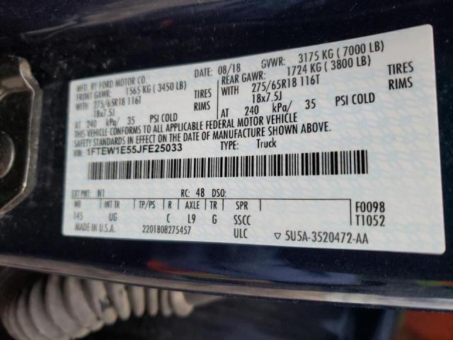 Photo 10 from auction – 2018 FORD F150 SUPER with VIN 1FTEW1E55JFE25033