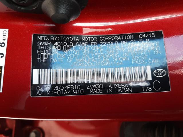 Photo 10 from auction – 2015 TOYOTA PRIUS with VIN JTDKN3DU1F0451164