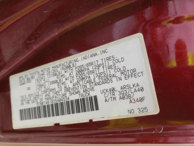 Photo 10 from auction – 2003 TOYOTA TUNDRA ACC with VIN 5TBBT48183S404534
