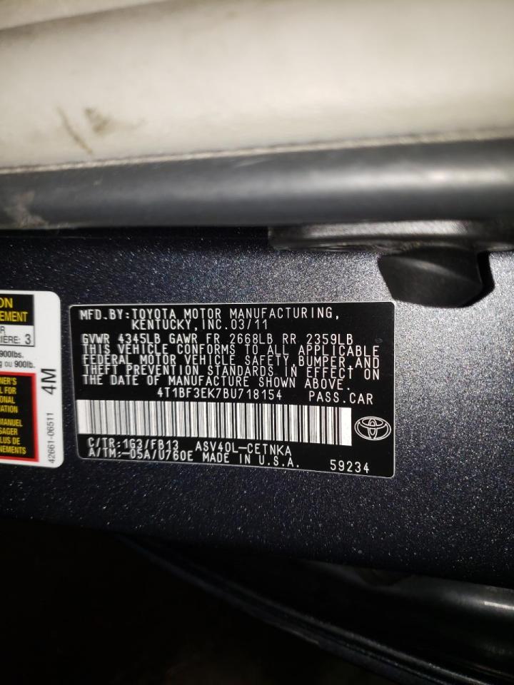 Photo 10 from auction – 2011 TOYOTA CAMRY BASE with VIN 4T1BF3EK7BU718154
