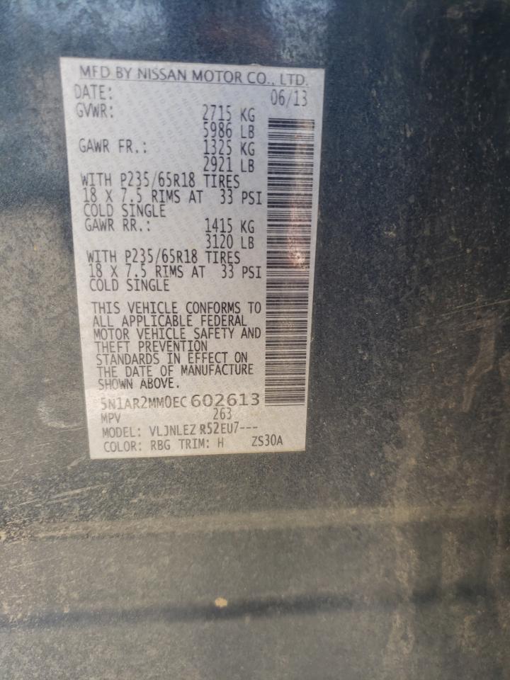 Photo 10 from auction – 2014 NISSAN PATHFINDER with VIN 5N1AR2MM0EC602613