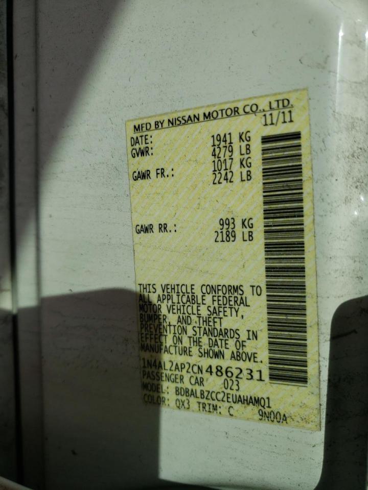 Photo 10 from auction – 2012 NISSAN ALTIMA BAS with VIN 1N4AL2AP2CN486231