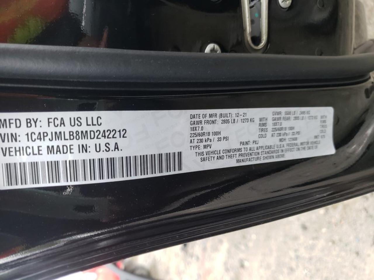 Photo 10 from auction – 2021 JEEP CHEROKEE L with VIN 1C4PJMLB8MD242212